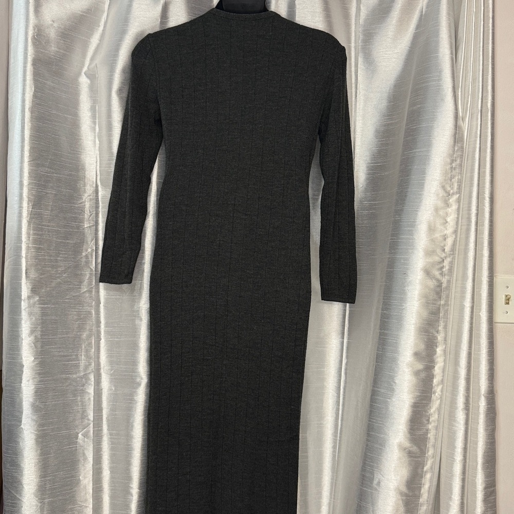 K Studio Vtg Maxi Sweater Dress Women’s M Ribbed Acrylic Wool Blend V Neck - Picture 6 of 10